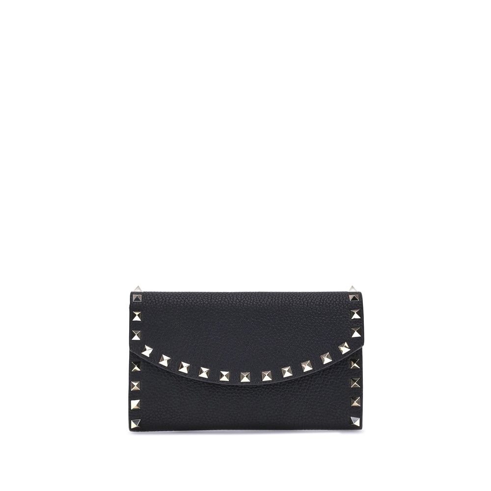 Portefeuille Valentino Garavani avec chaîne noir