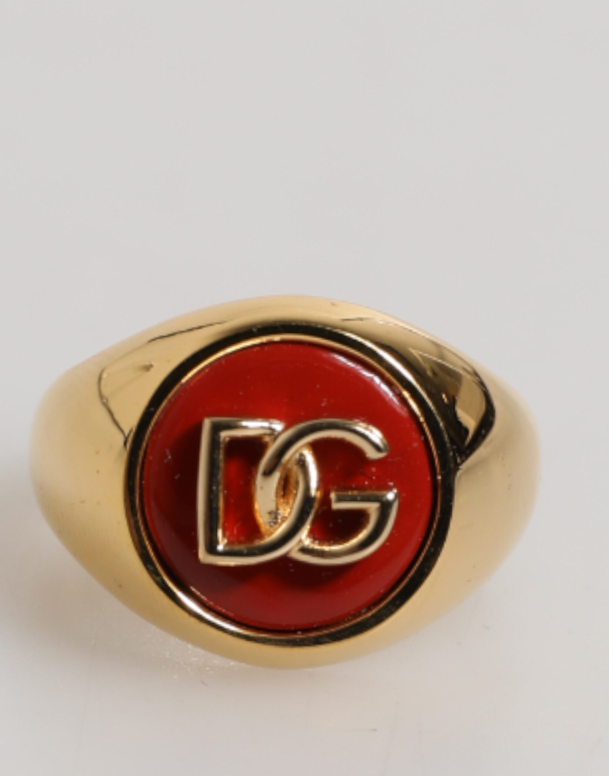 Bague Dolce & Gabbana logo rouge dorée