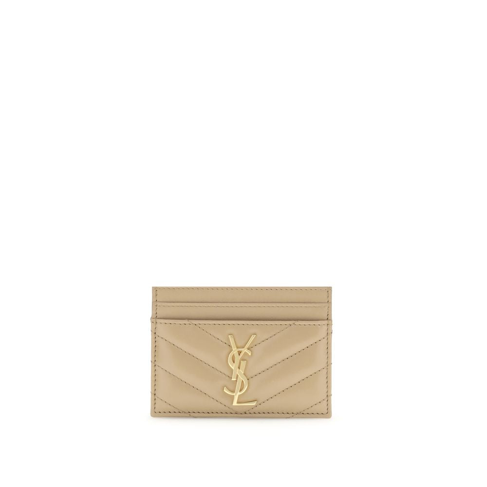 Porte-cartes Saint Laurent en cuir noir