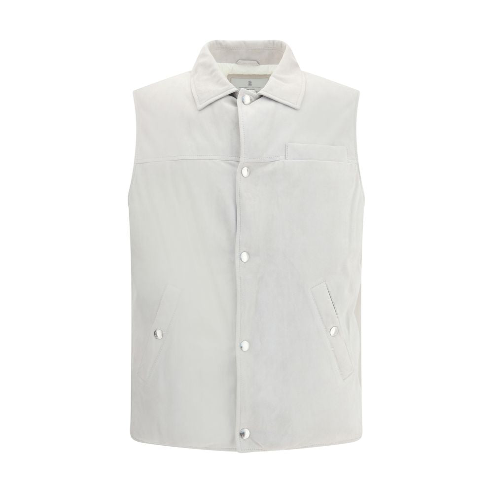 Gilet Brunello Cucinelli en cuir noir