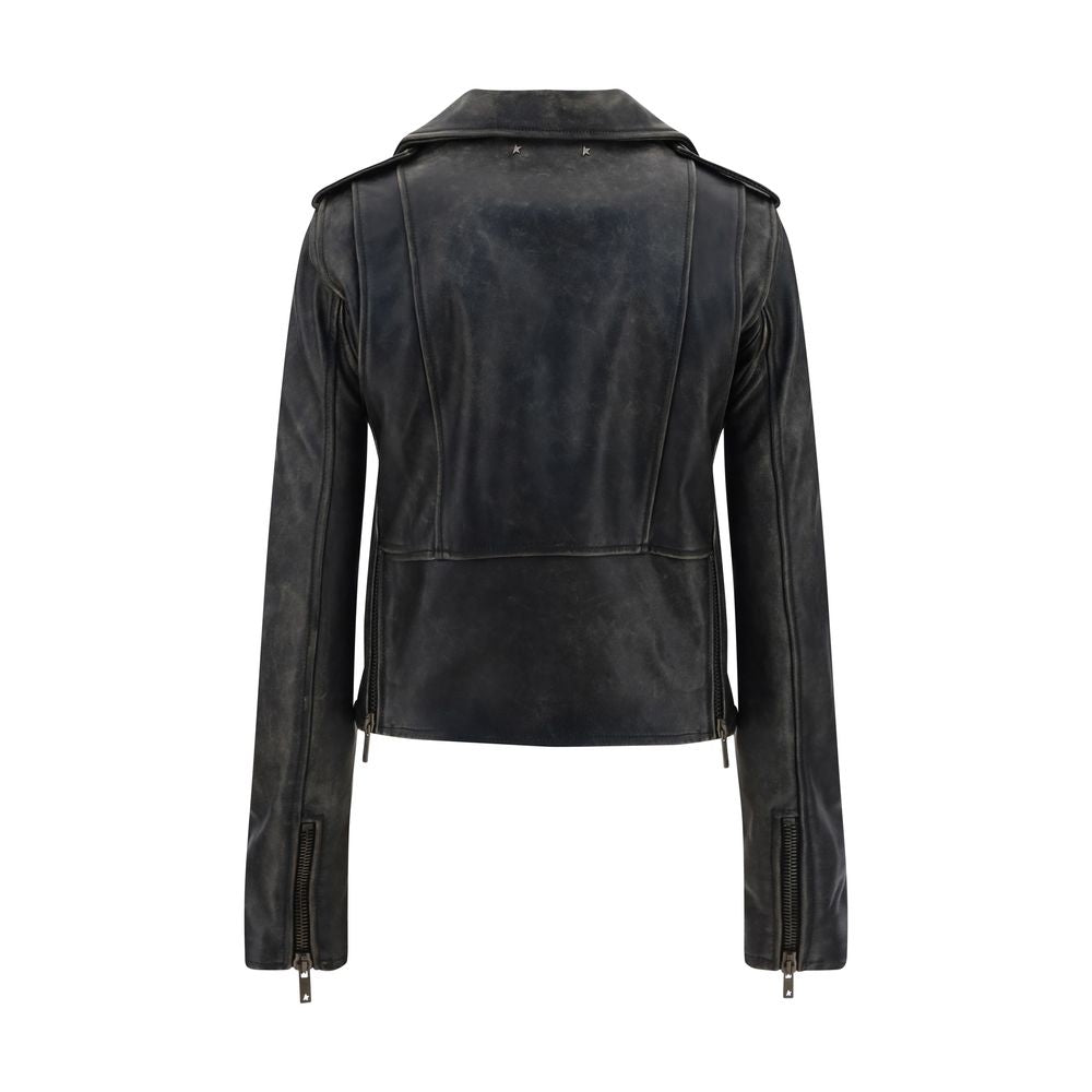 Veste en cuir Golden Goose noir