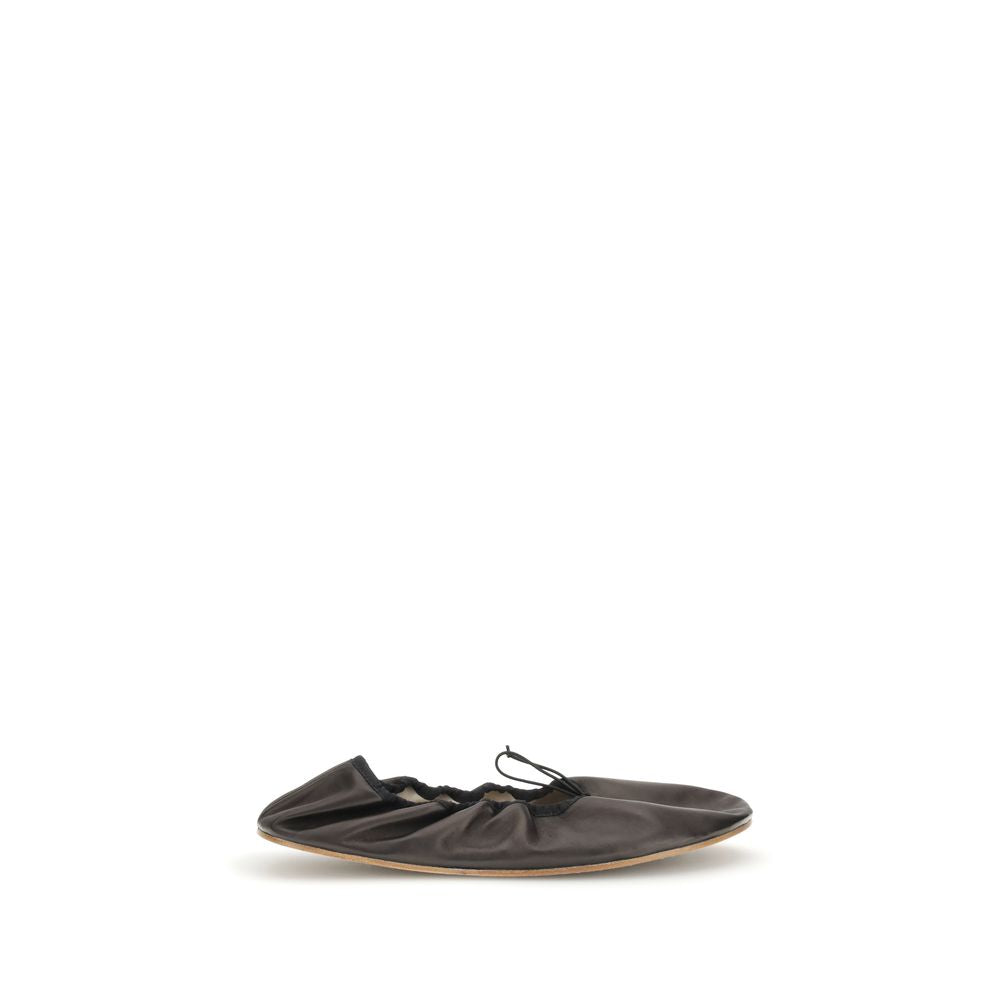 Ballerines The Row en cuir noires