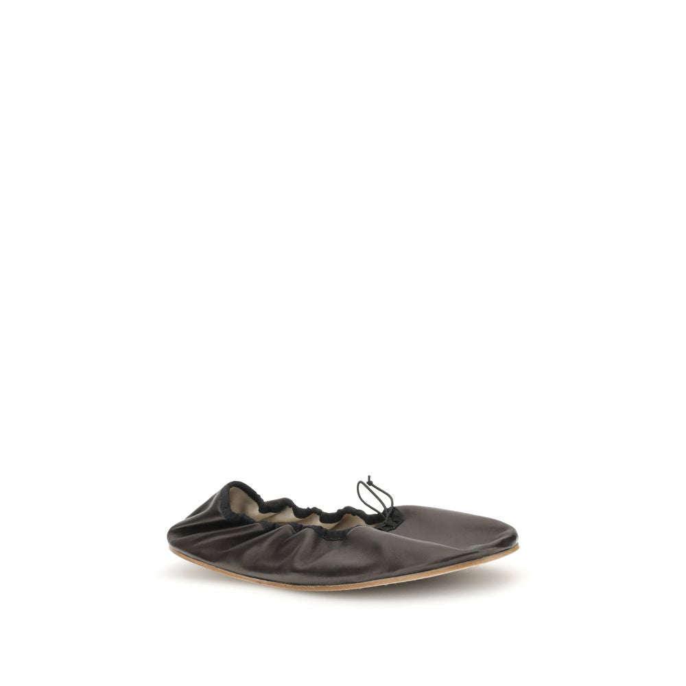 Ballerines The Row en cuir noires