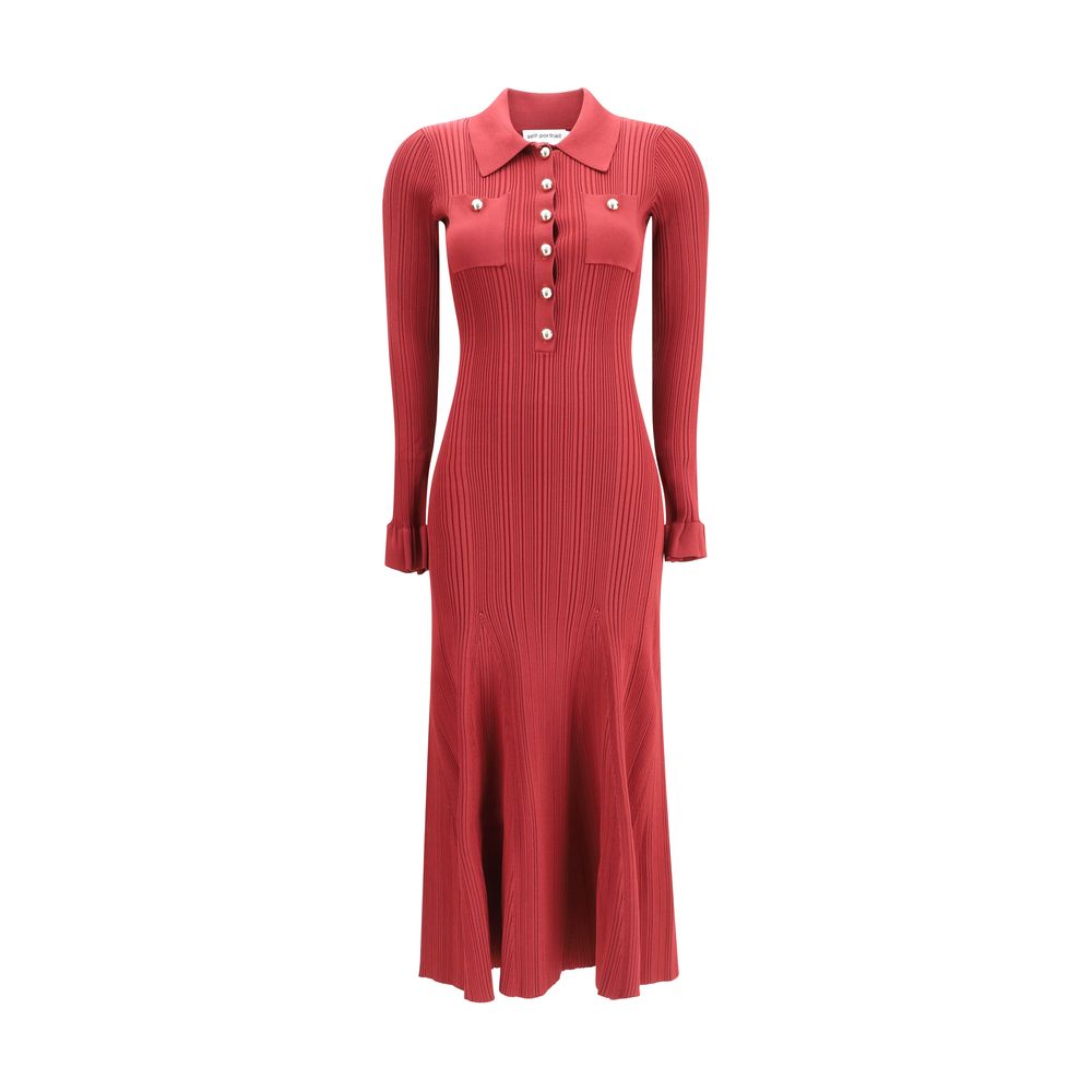Robe Self-Portrait midi bordeaux