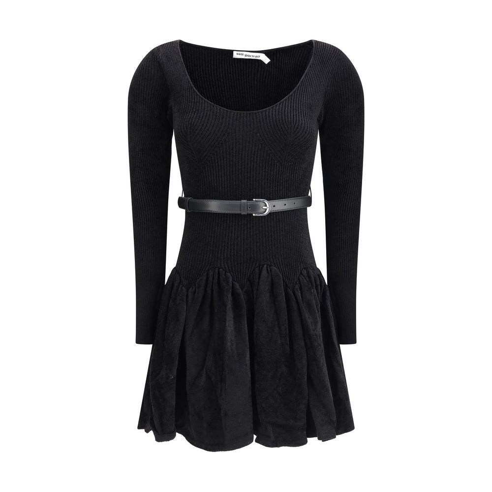 Robe Self-Portrait chenille noire