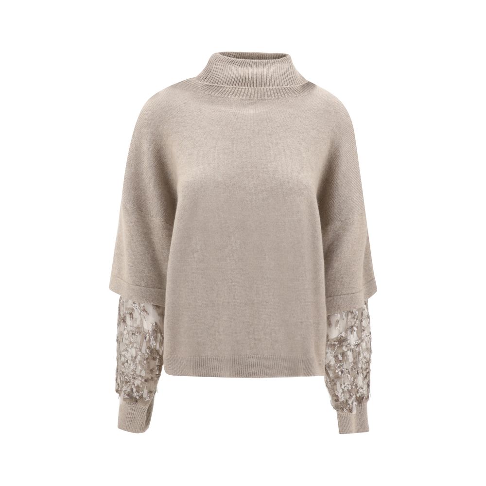 Pull Brunello Cucinelli à col roulé beige