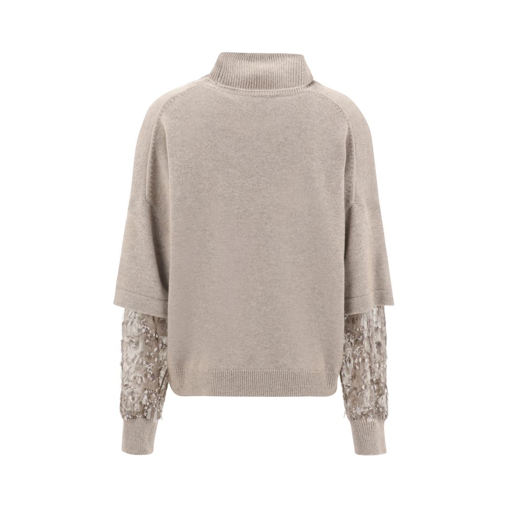 Pull Brunello Cucinelli à col roulé beige