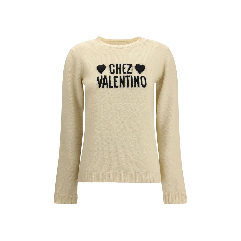 Pull Valentino cœurs brodés gris