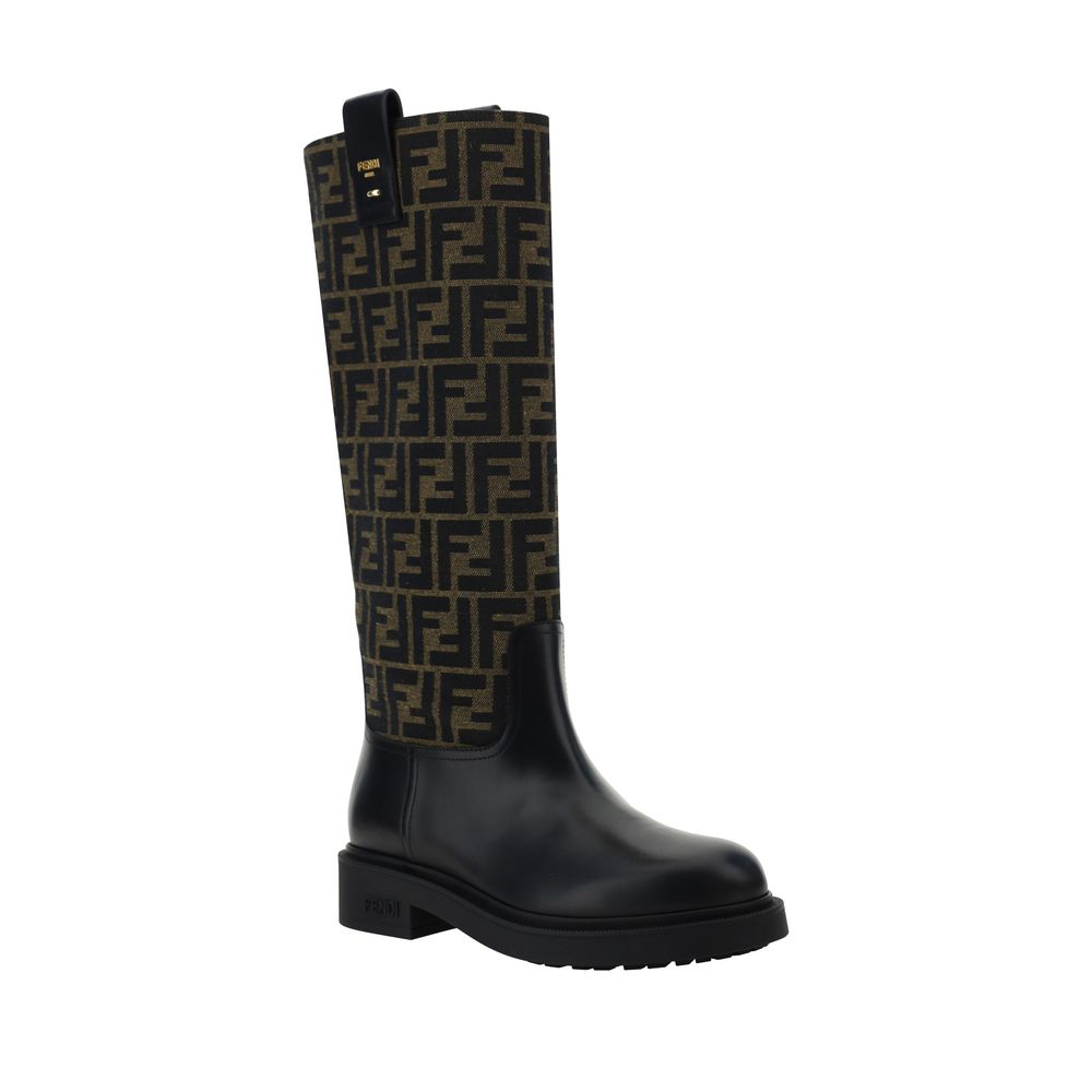Bottes Fendi Monogram FF brunes