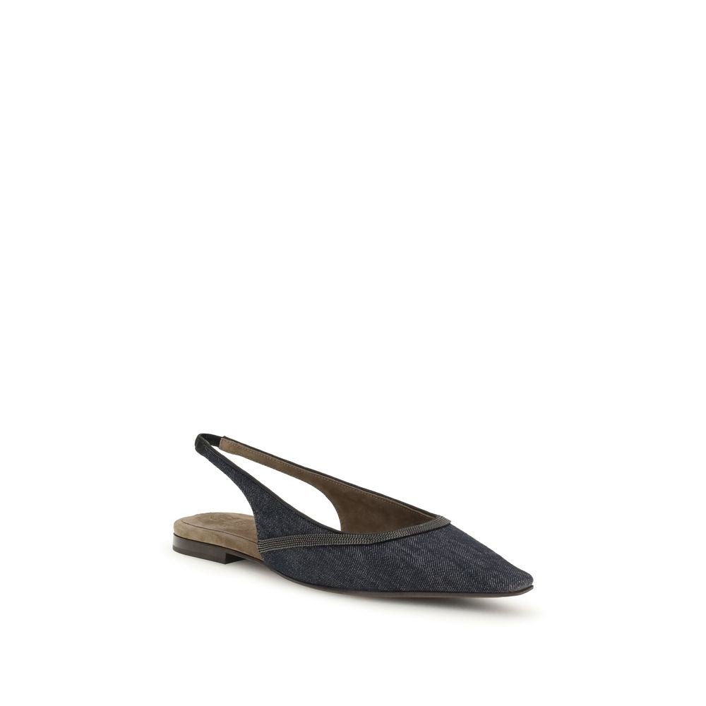 Sandales Brunello Cucinelli en cuir denim