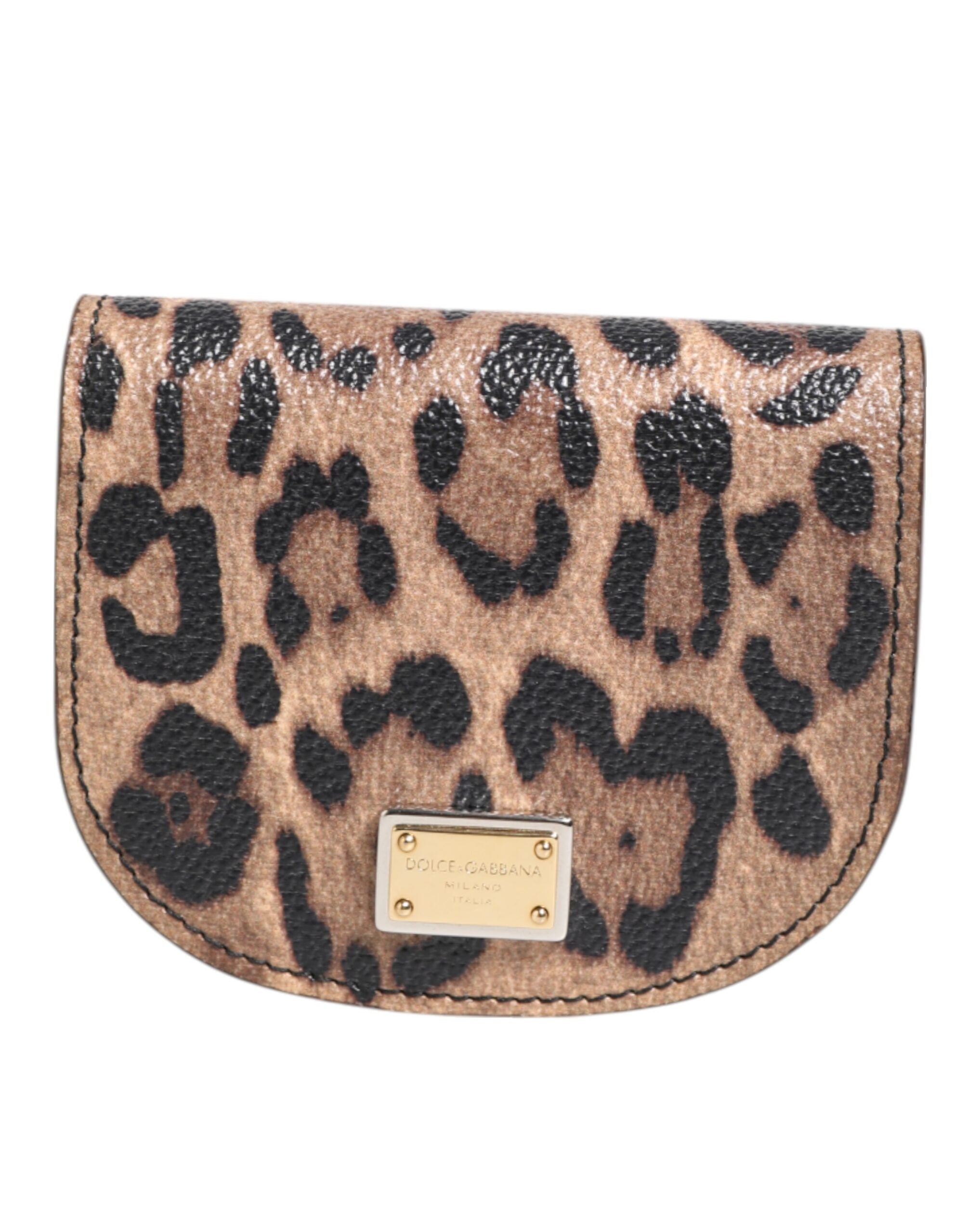 Portefeuille Dolce & Gabbana léopard noir et marron