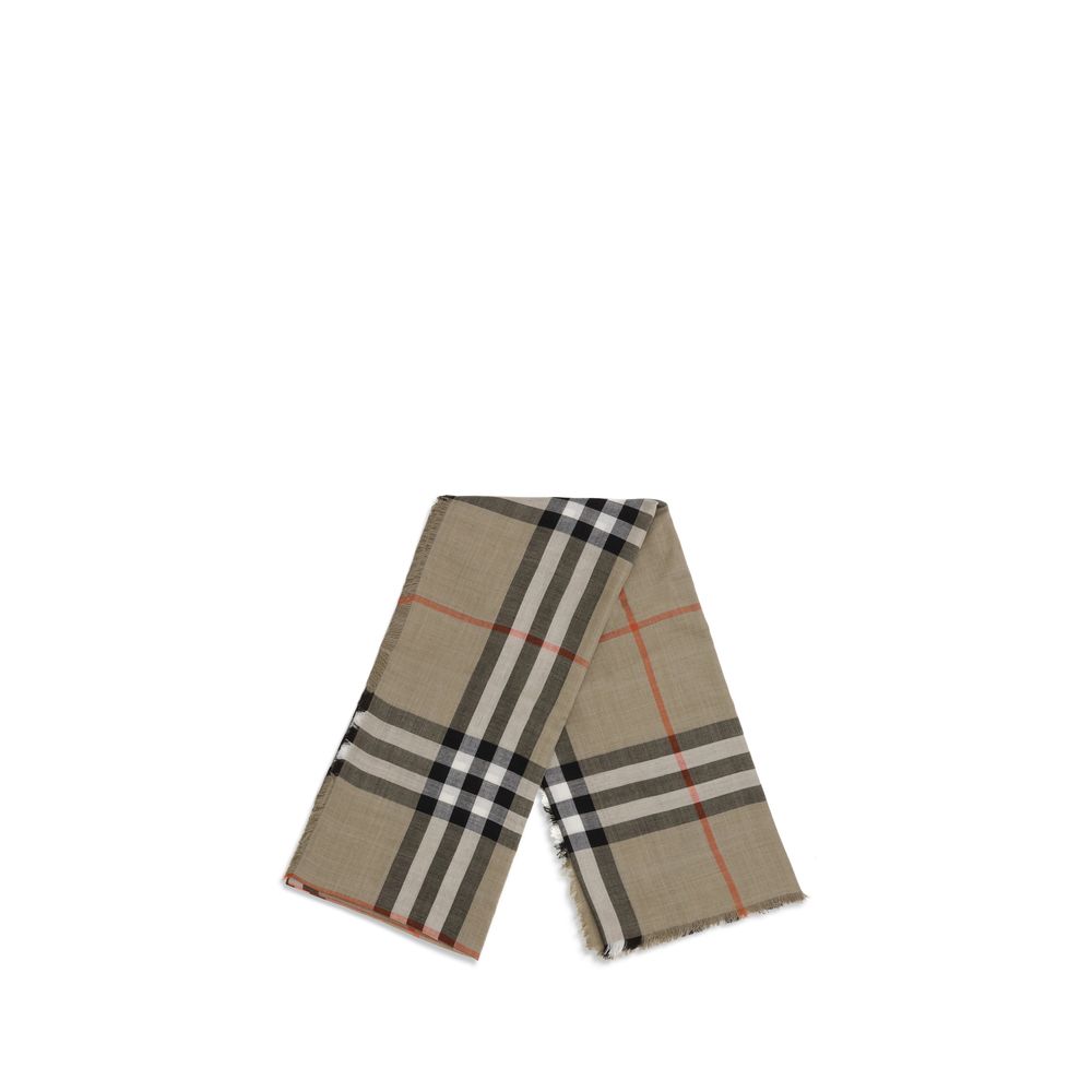 Écharpe Burberry Check en soie sable