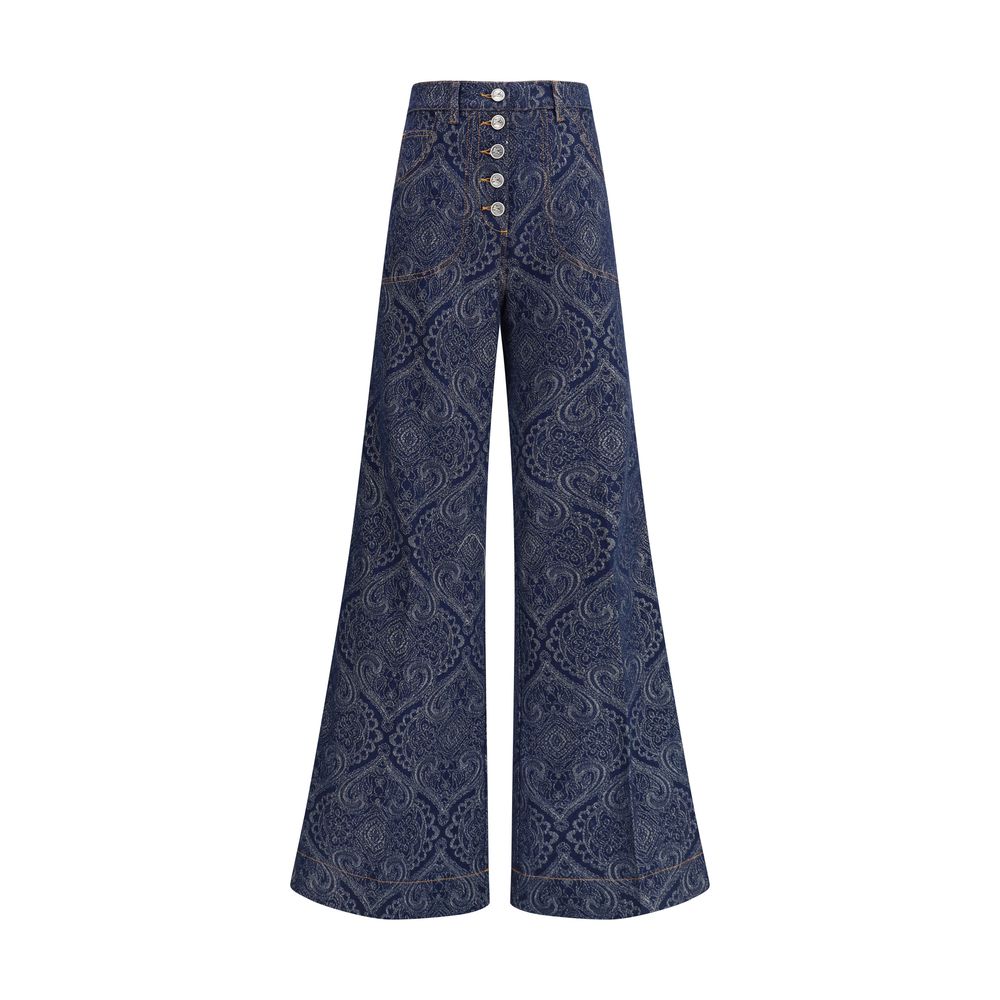 Jean Etro flare délavé multicolore