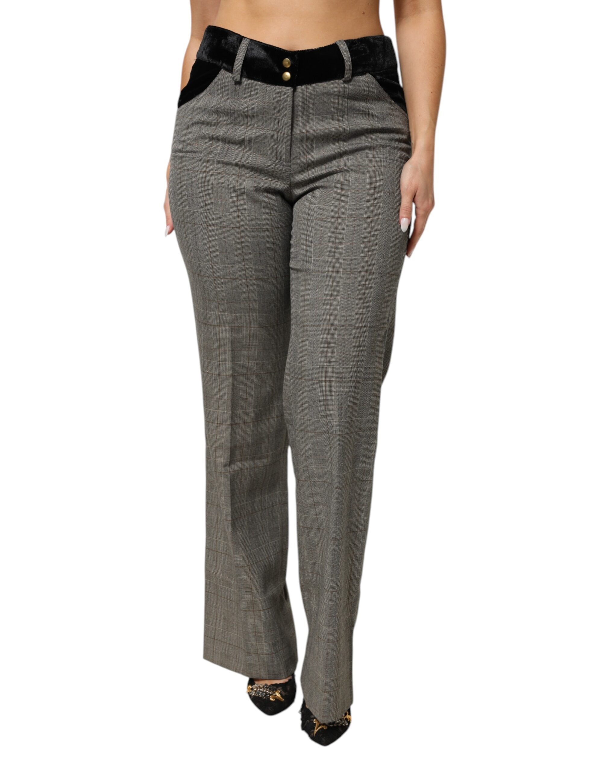 Pantalon Bencivenga gris à carreaux