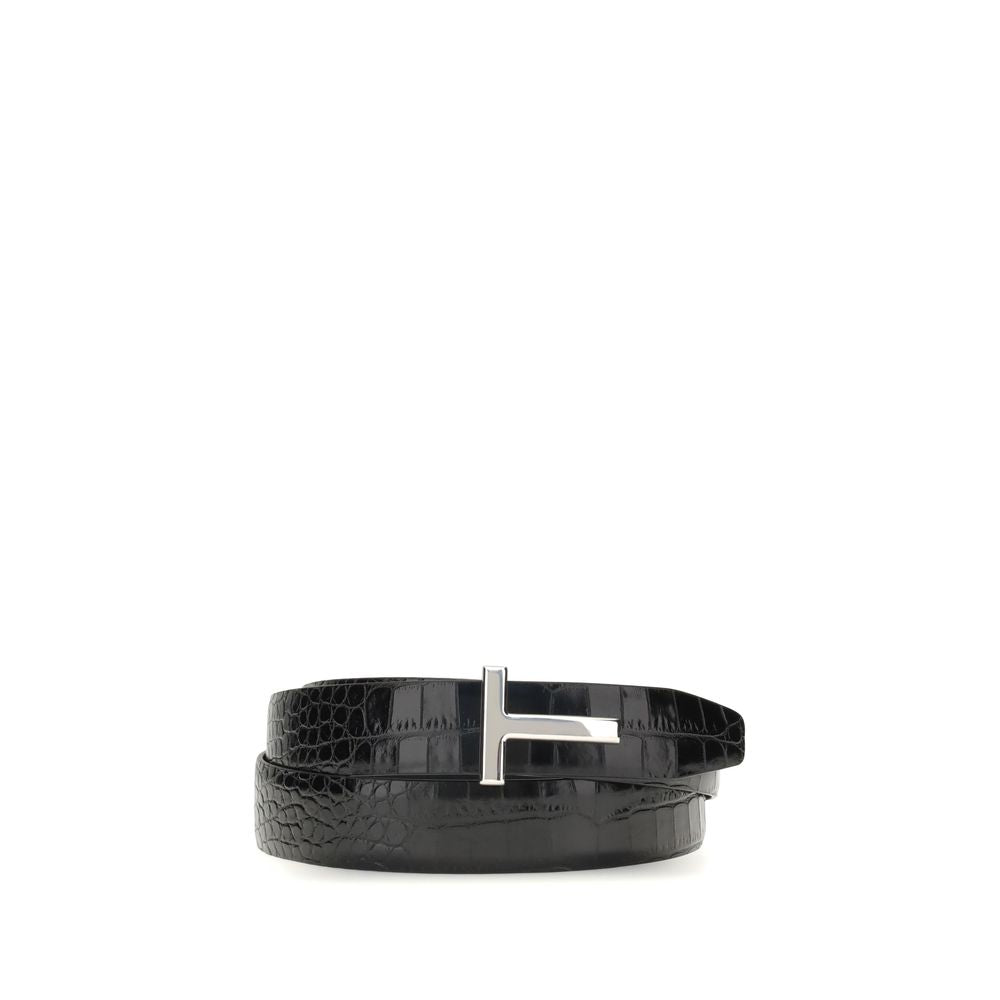 Ceinture Tom Ford réversible croco noire