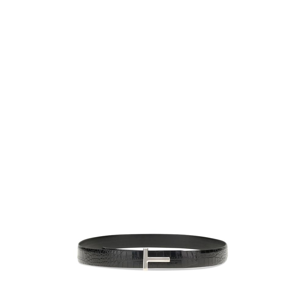 Ceinture Tom Ford réversible croco noire
