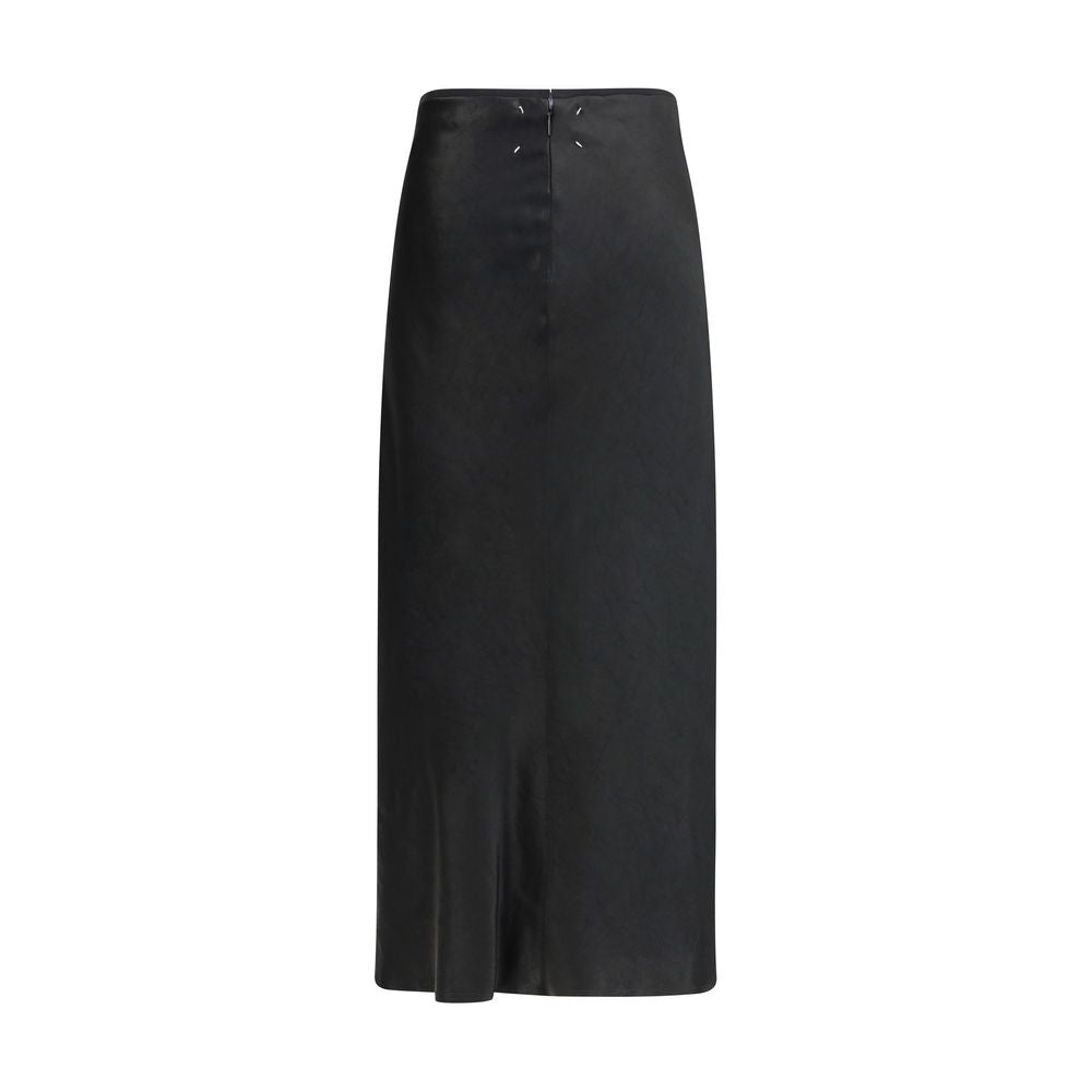Jupe midi Maison Margiela satinée noire