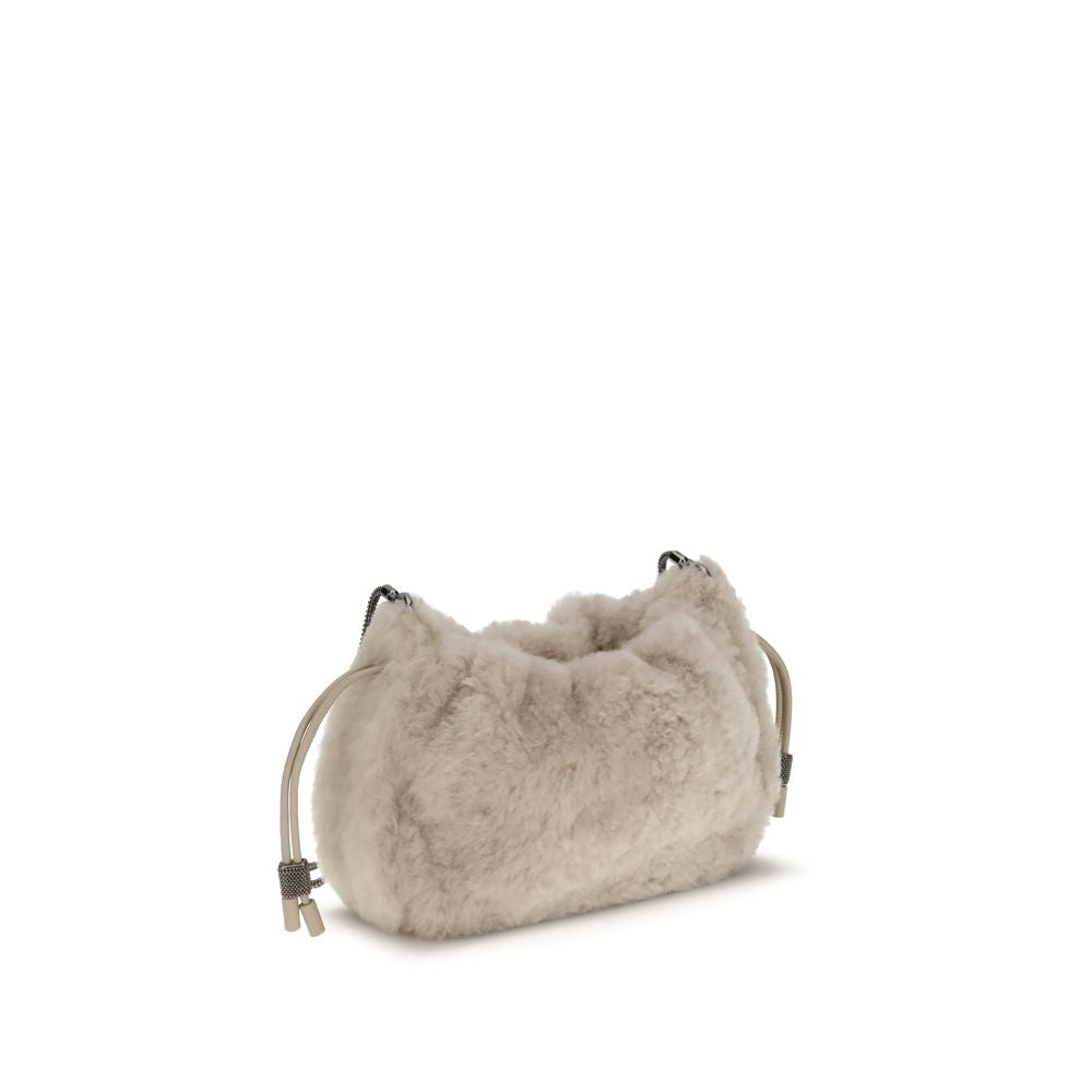 Sac Brunello Cucinelli mini shearling marron