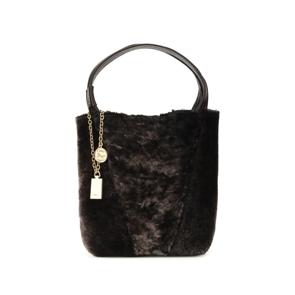 Sac Chloé Spin en fourrure écru