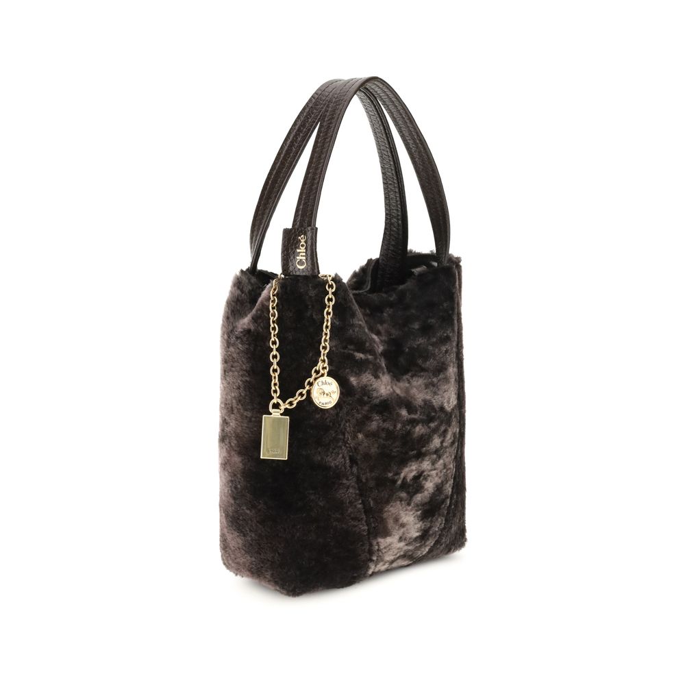 Sac Chloé Spin en fourrure écru